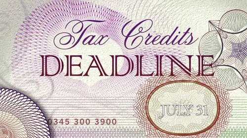 fake bank note with tax credits deadline written on it