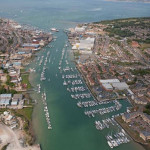 Cowes Harbour aerial view: