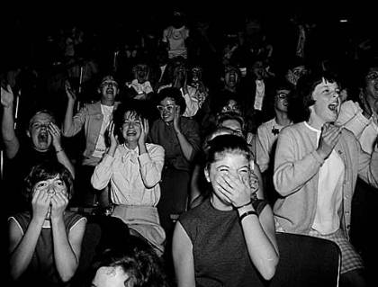 Crowd watching the Beatles: