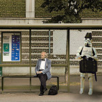 Storm trooper at bus stop