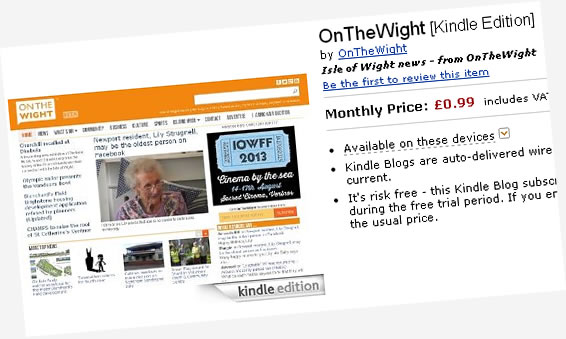 Kindle Edition of Isle of Wight News Launched - Screen grab
