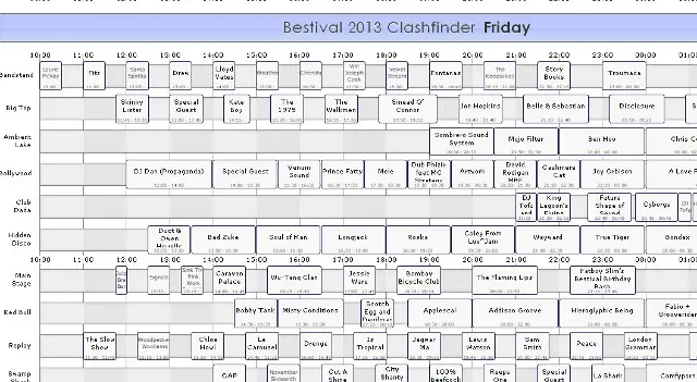 Clashfinder timetable