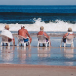 Pensioners on beach