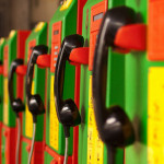 Colourful public telephones: