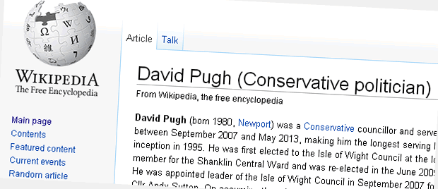 David Pugh wikipedia page screengrab
