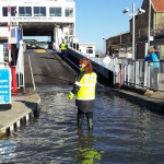 High tide at Yarmouth for Wightlink ferry boarding by Destination Yarmouth