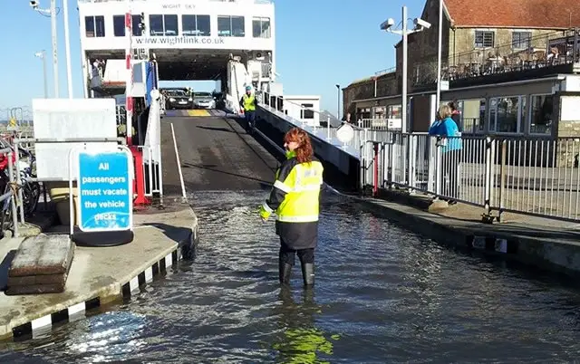 High tide at Yarmouth for Wightlink ferry boarding by Destination Yarmouth