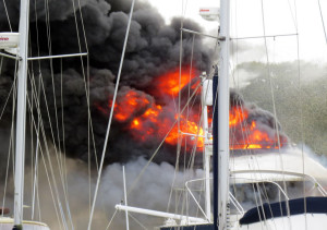 Kahu motor yacht fire in East Cowes by Anthony Joyce