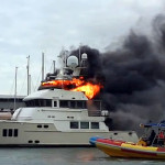 Kahu cruiser cowes fire video from water by Sally Water Taxi