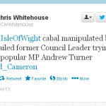 Chris Whitehouse Tweet on IW #cabal to David Cameron