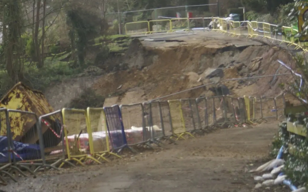 Close up of engineering works on Undercliff Drive 25th February