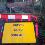 Uneven road surface sign Undercliff Feb 2014