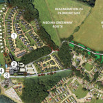 Folly Reach aerial view with proposed development items marked