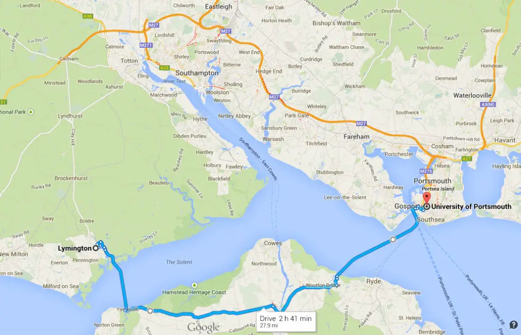 Lymington to Portsmouth via Isle of Wight ferries - Google Maps