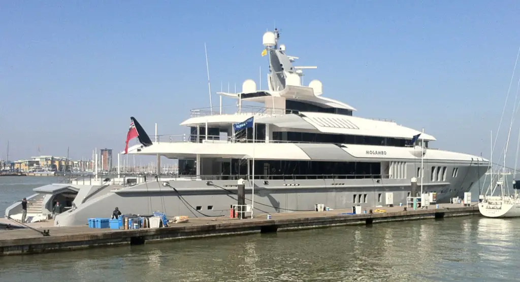 Mogambo's stern at Portsmouth Harbour by Southampton Yacht Brokers