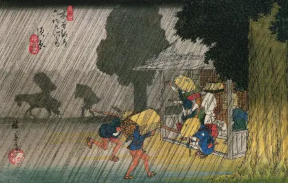 Hiroshige_People_seeking_shelter_from_the_rain 