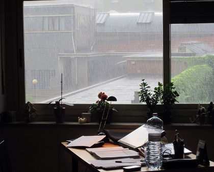 Raining outside office