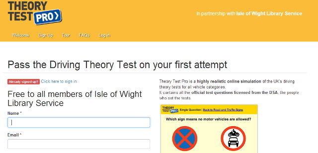Theory test pro - screen grab of website
