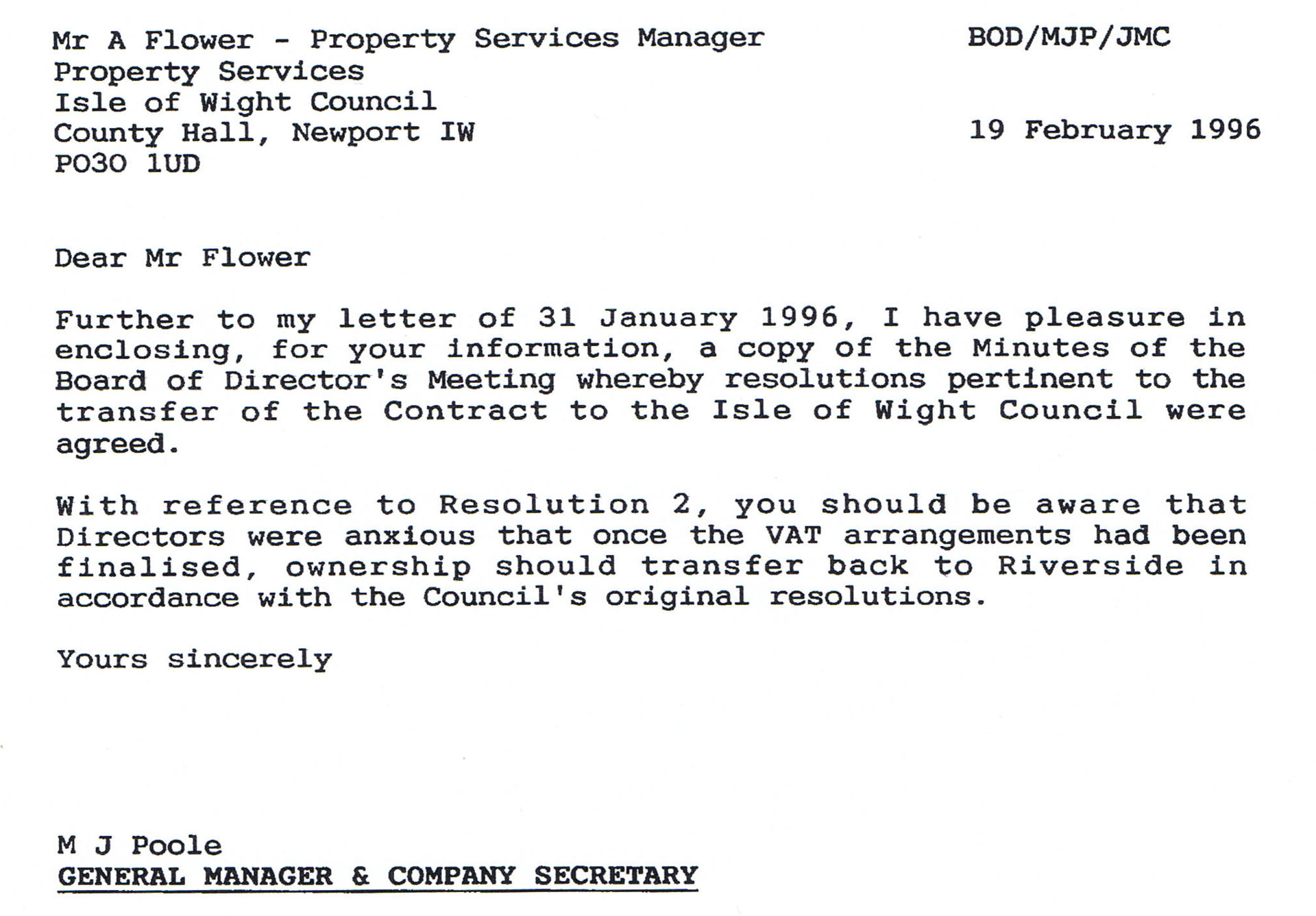 riverside centre - transfer letter