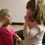 Children using sign language: