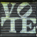 Vote sprayed on shutters by sundaykofax