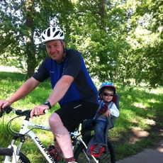 Stuart Ward and Lucas on bike: