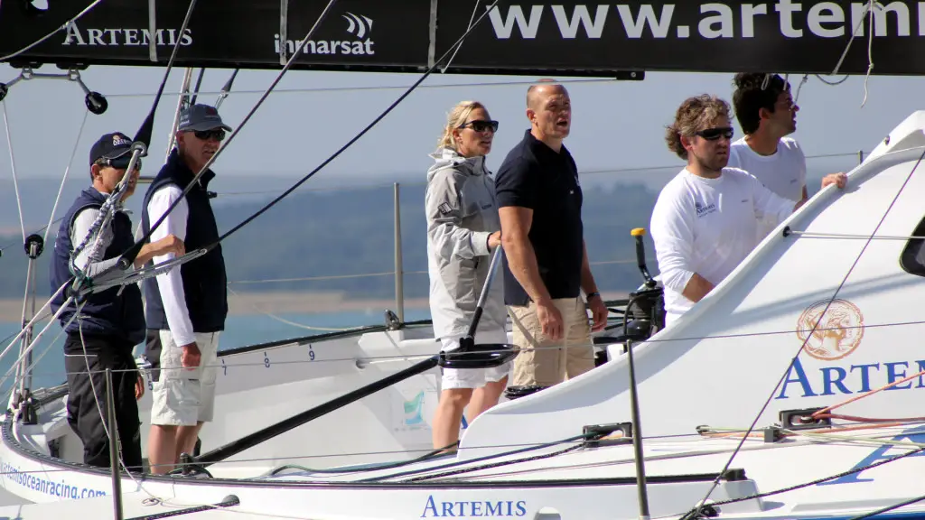 Zara Phillips and Mike Tindall on Artemis' Ocean Racing ll at Cowes 2014 by Graham Reading