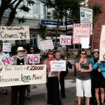 Floating Bridge protesters outside county hall -