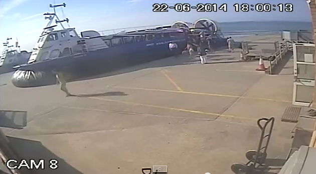 Drunk driving hovercraft pilot - cctv footage