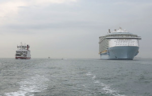 Oasis of the Seas cruise linervs Red Funnel ferry - by Dave Monk