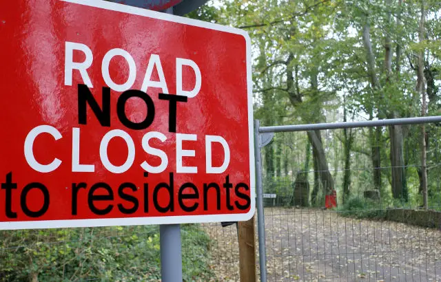 Undercliff Drive - Road not closed to residents sign