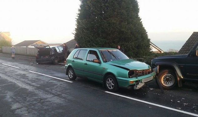 Cars in crash - Upper Bonchurch - 5 Nov 2014