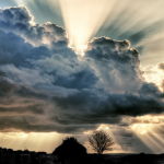 Sun beams through the clouds: