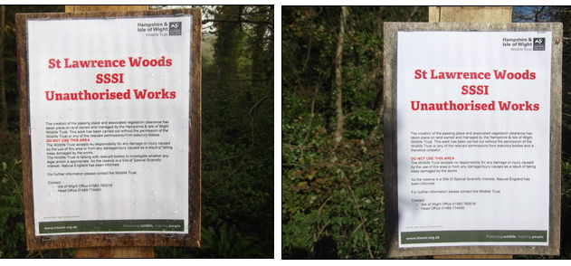 wildlife trust signs at Undercliff Drive