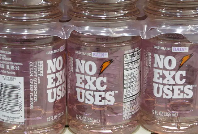 Gatorade bottle called no excuses: