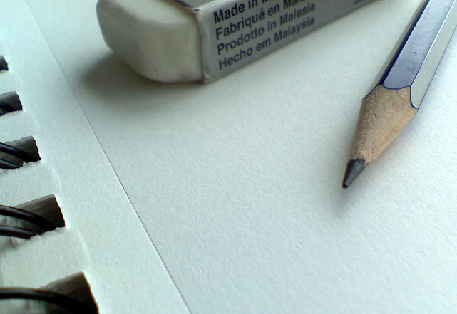 Paper pencil and rubber: