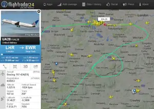 Flight UA28 on approach to Heathrow