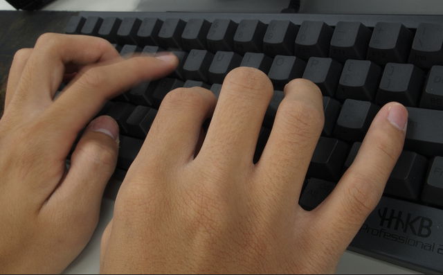Typing on a keyboard:
