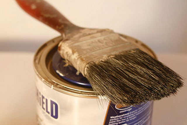 Paintbrush and paint pot