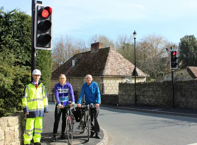 Iain Thornton, Streetworks Manager, Island Roads and Alan Rowe and Tim Thorne from CycleWight