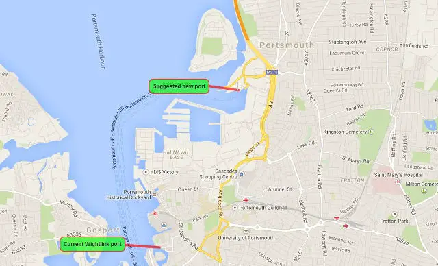 Map - Proposed new location for Wightlink port - At International Port