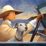 Ventnor Skate Park Auction - artwork of womand and dog in car