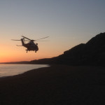 Blackgang rescue - 7 June 2015 - Helicopter with sunset