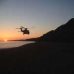 Blackgang rescue - 7 June 2015 - Helicopter with sunset - 640px