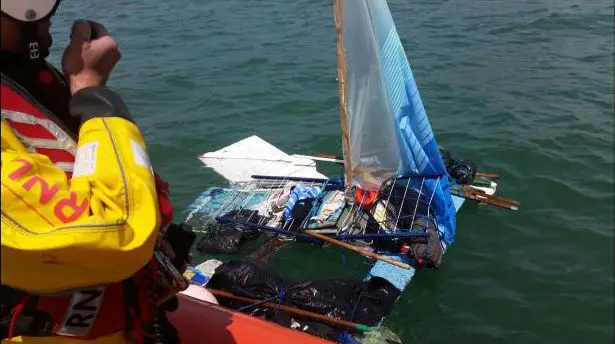 RNLI Mudeford raft rescued - June 2015