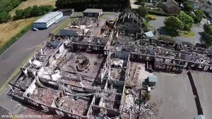 Burnt out Island Learning Centre from the air by SafeSite IOW