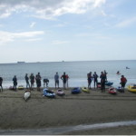 pier to pier challenge - swimmers getting ready