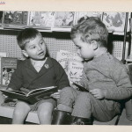 children reading in library