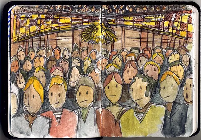 drawing of people on a train by epac_island