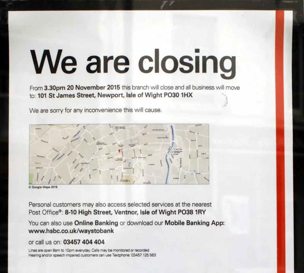 HSBC Ventnor closure notice